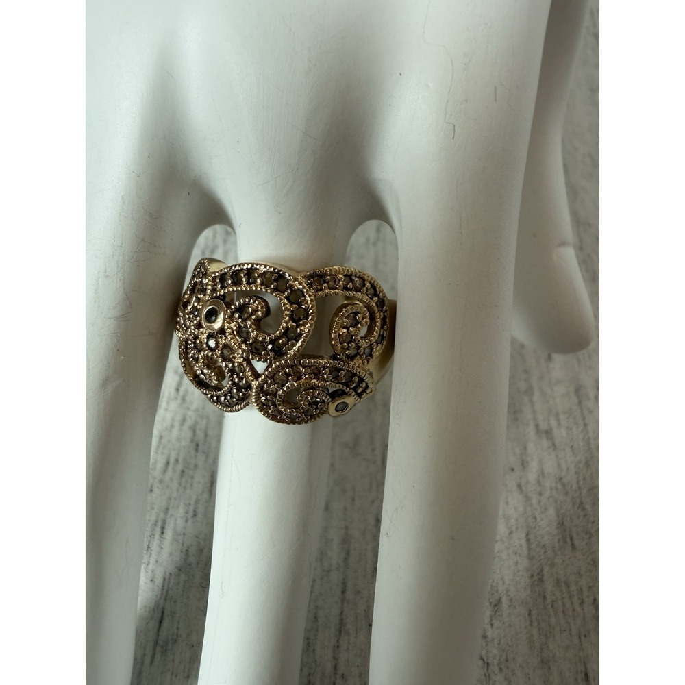 Vintage Marcasite Filigree Wide Band Ring Scroll Swirl‎ Sterling Silver 9.75